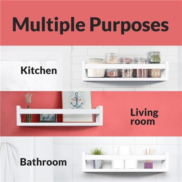 NATURE SUPPLIES Set of 3, 16.4" White Floating Nursery Shelves for Wall - Picture 6 of 7